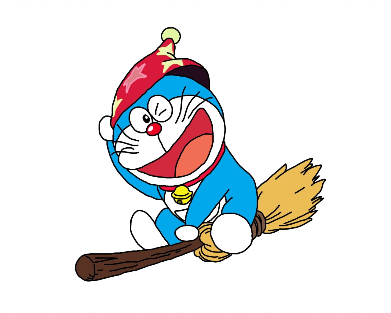 Doraemon cưỡi chổi rất lạnh