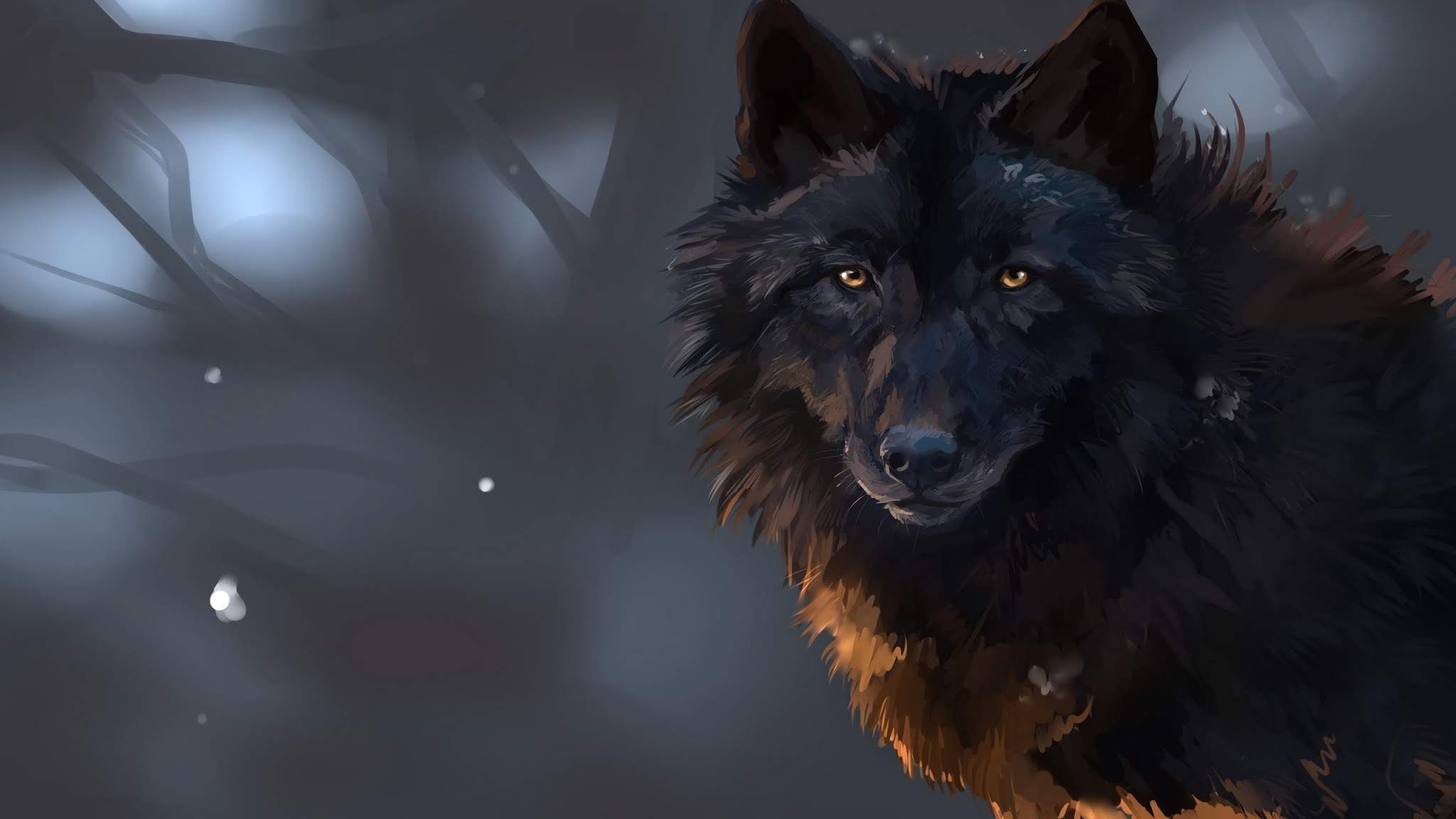 Hình hình họa chó sói đen ngòm ngầu