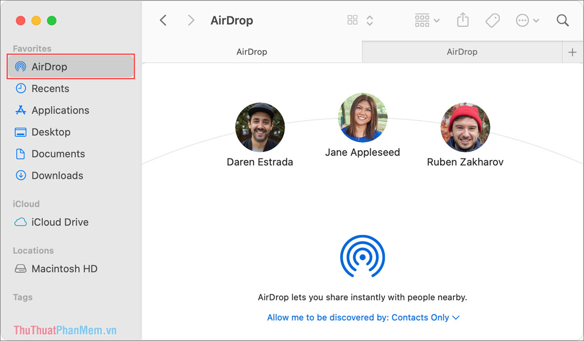 Bạn sẽ thấy thiết bị điện thoại iPhone của mình được kết nối với máy tính MacOS thông qua AirDrop
