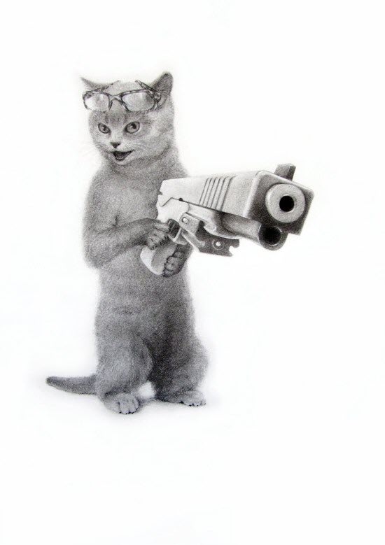 Ảnh chế mèo cầm súng đẹp