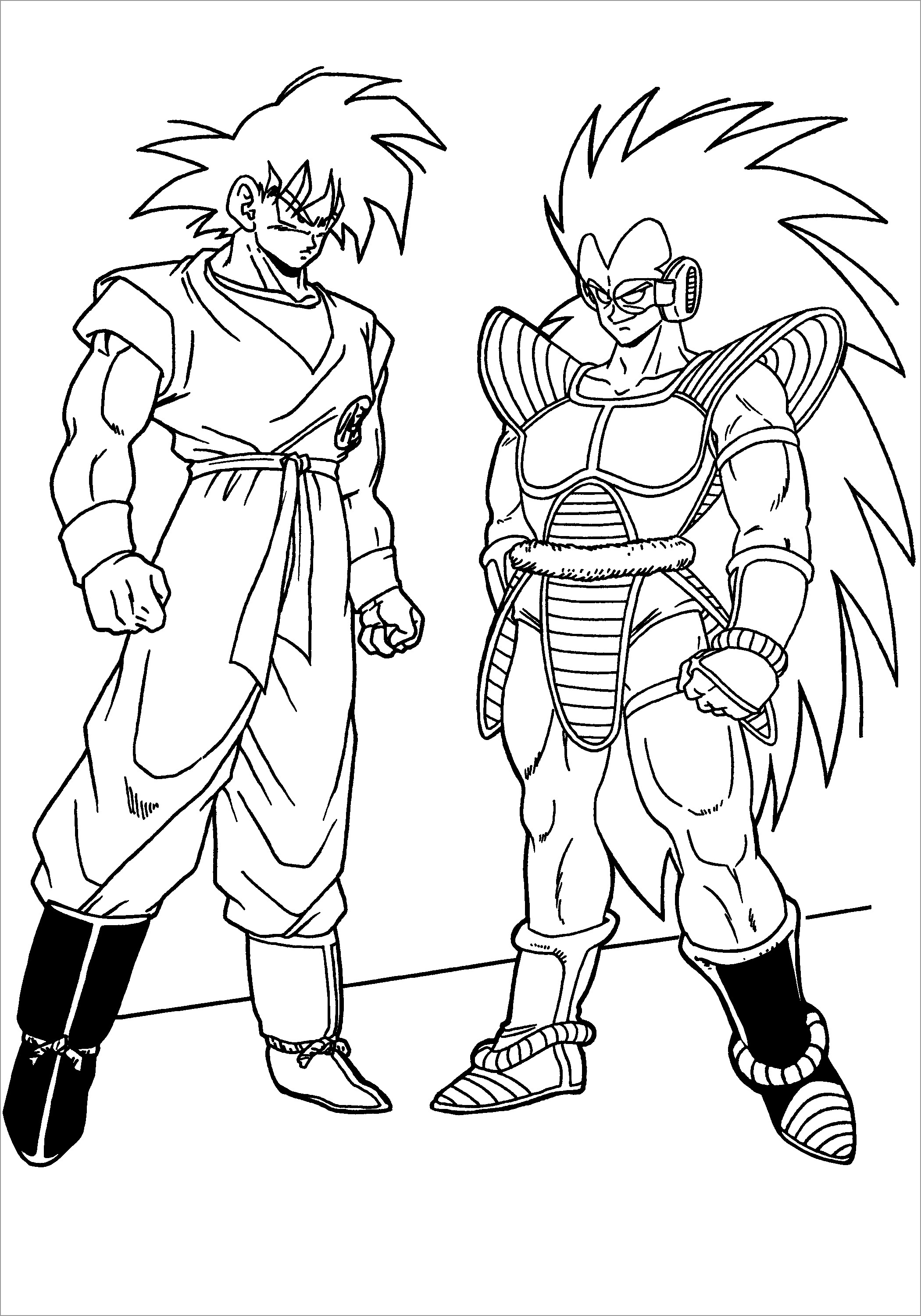 Mẫu tranh tô màu Vegeta và Goku