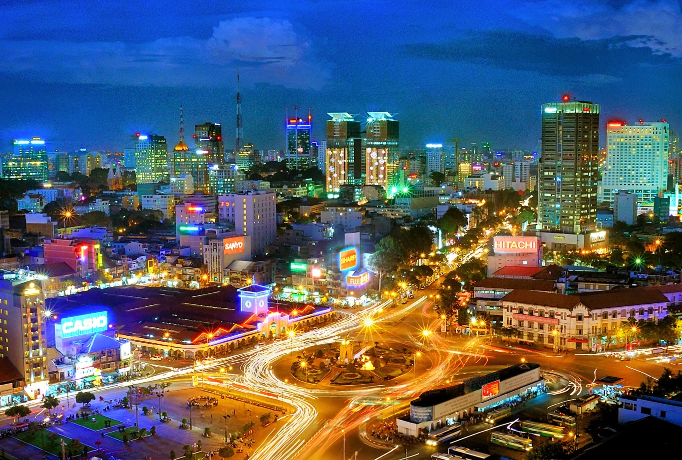 Hình hình ảnh Thành phố Xì Gòn bùng cháy rực rỡ ánh sáng của đèn đêm
