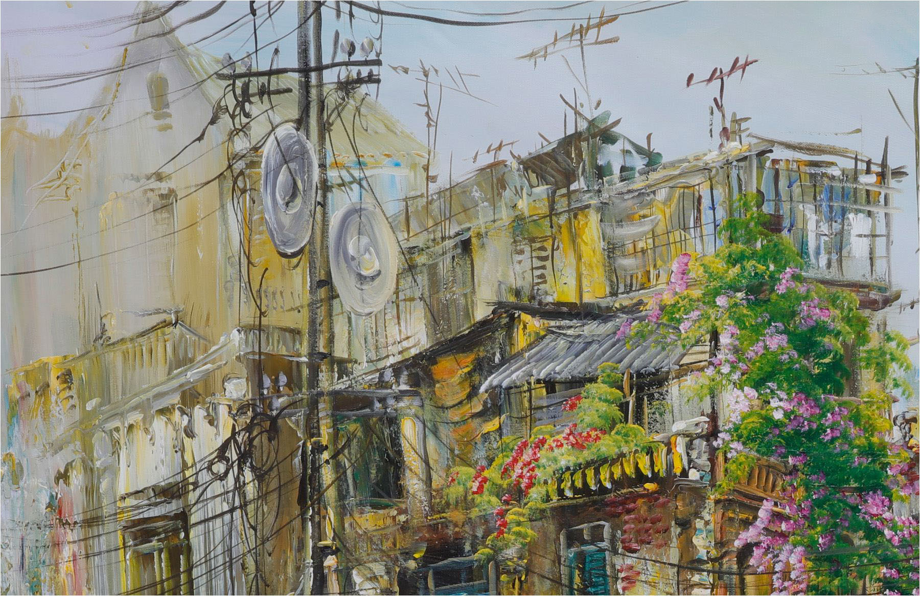 Bức tranh vẽ góc phố Hà Nội