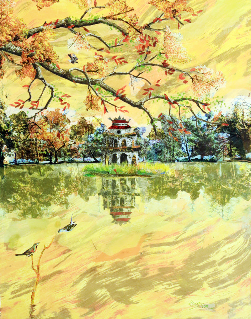 Bức tranh vẽ về mùa thu Hà Nội