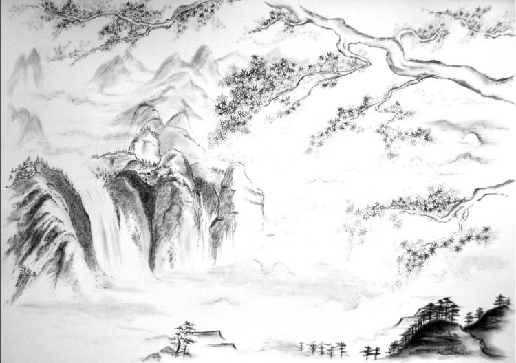 Tranh vẽ chì Trung Quốc đơn giản mà đẹp