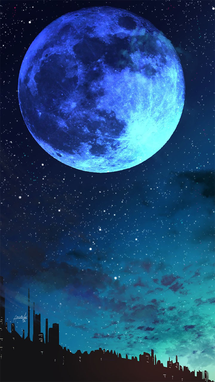 Ảnh nền mặt trăng xanh HD cho điện thoại
