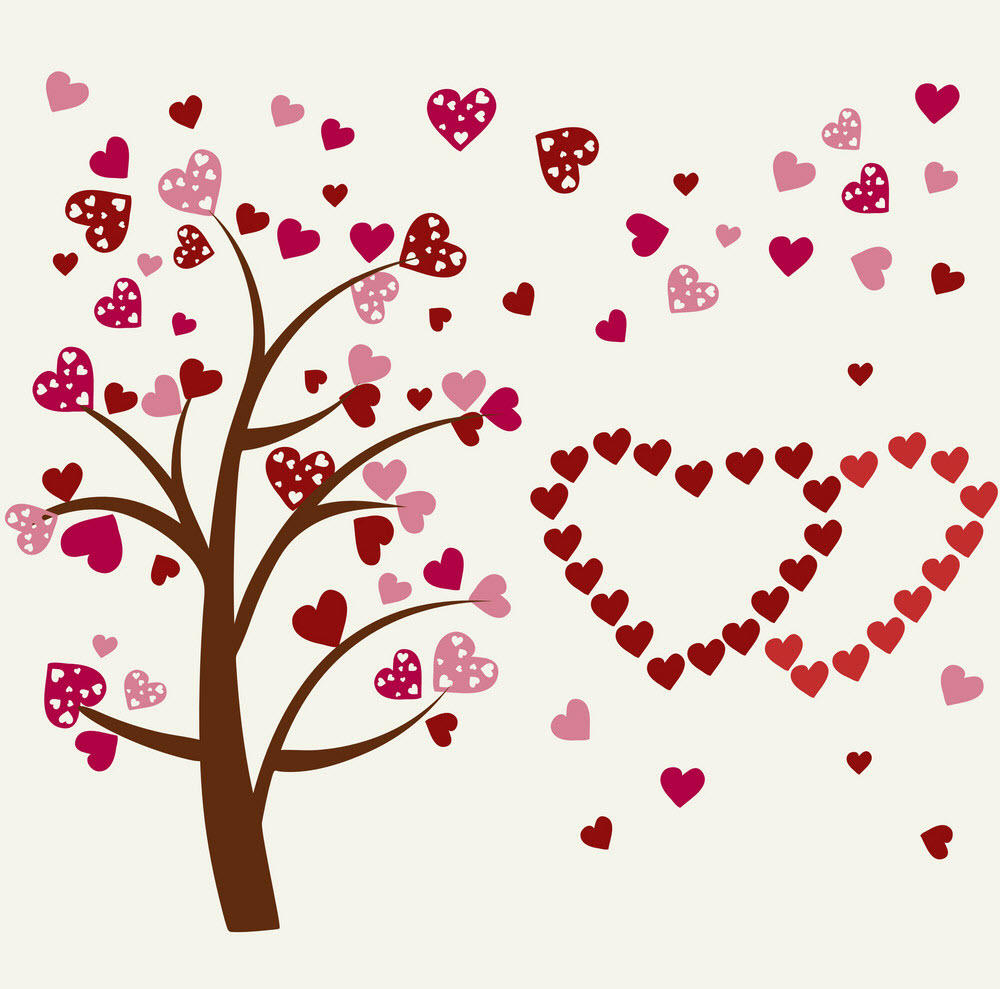 Background Valentine cây tình yêu