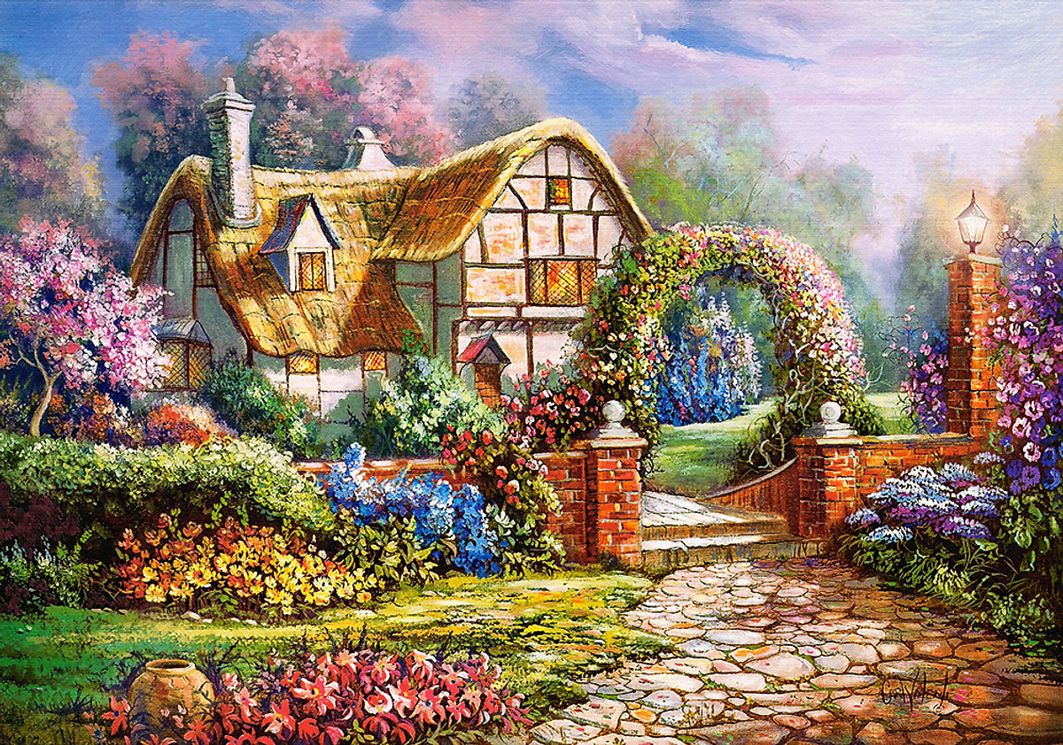 Bức tranh vườn hoa trước nhà lãng mạn đẹp nhất