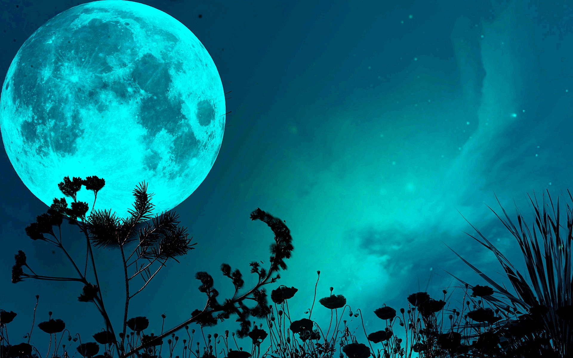 Hình nền mặt trăng xanh ngọc