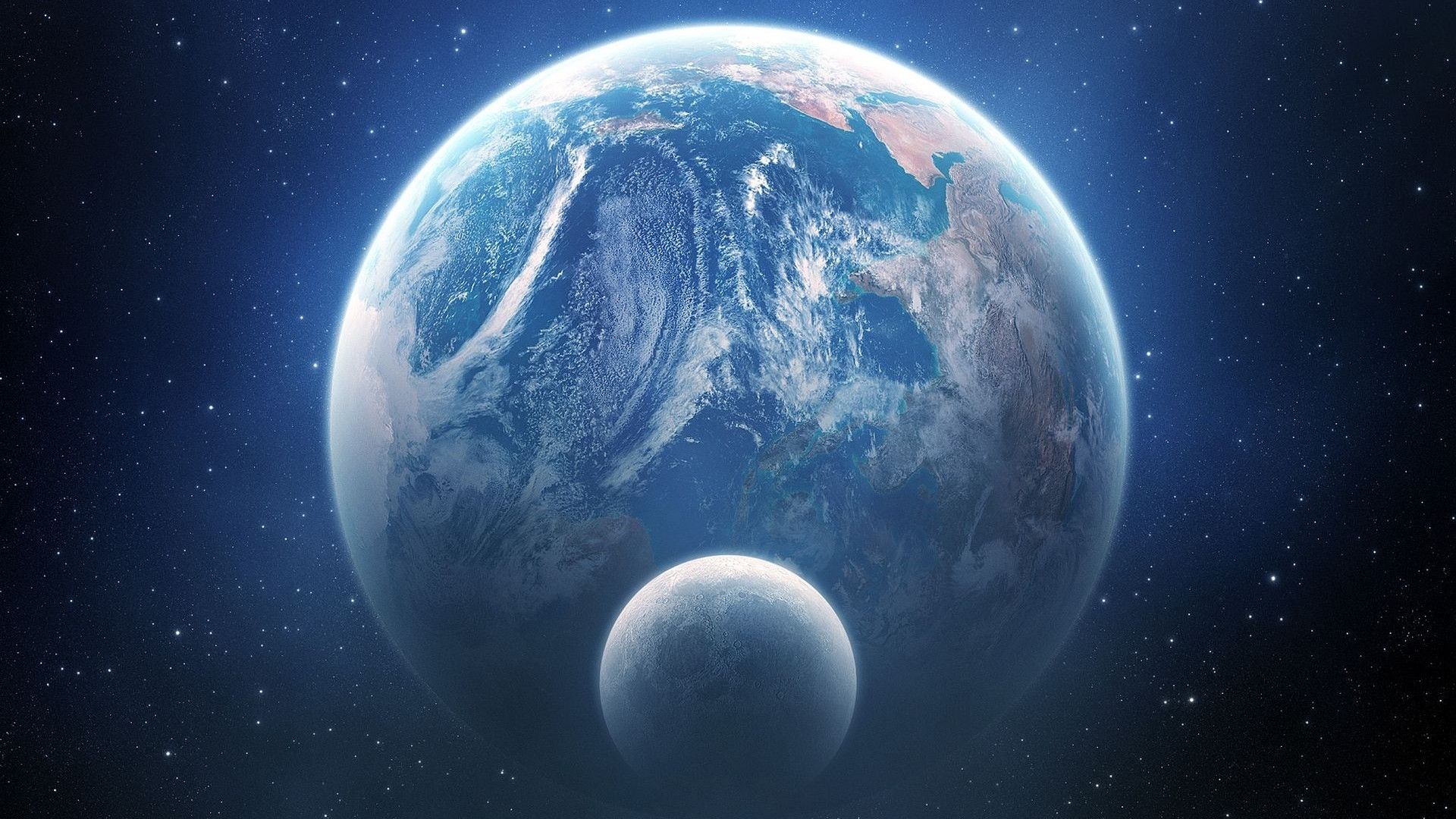 Hình nền mặt trăng xanh và Trái Đất