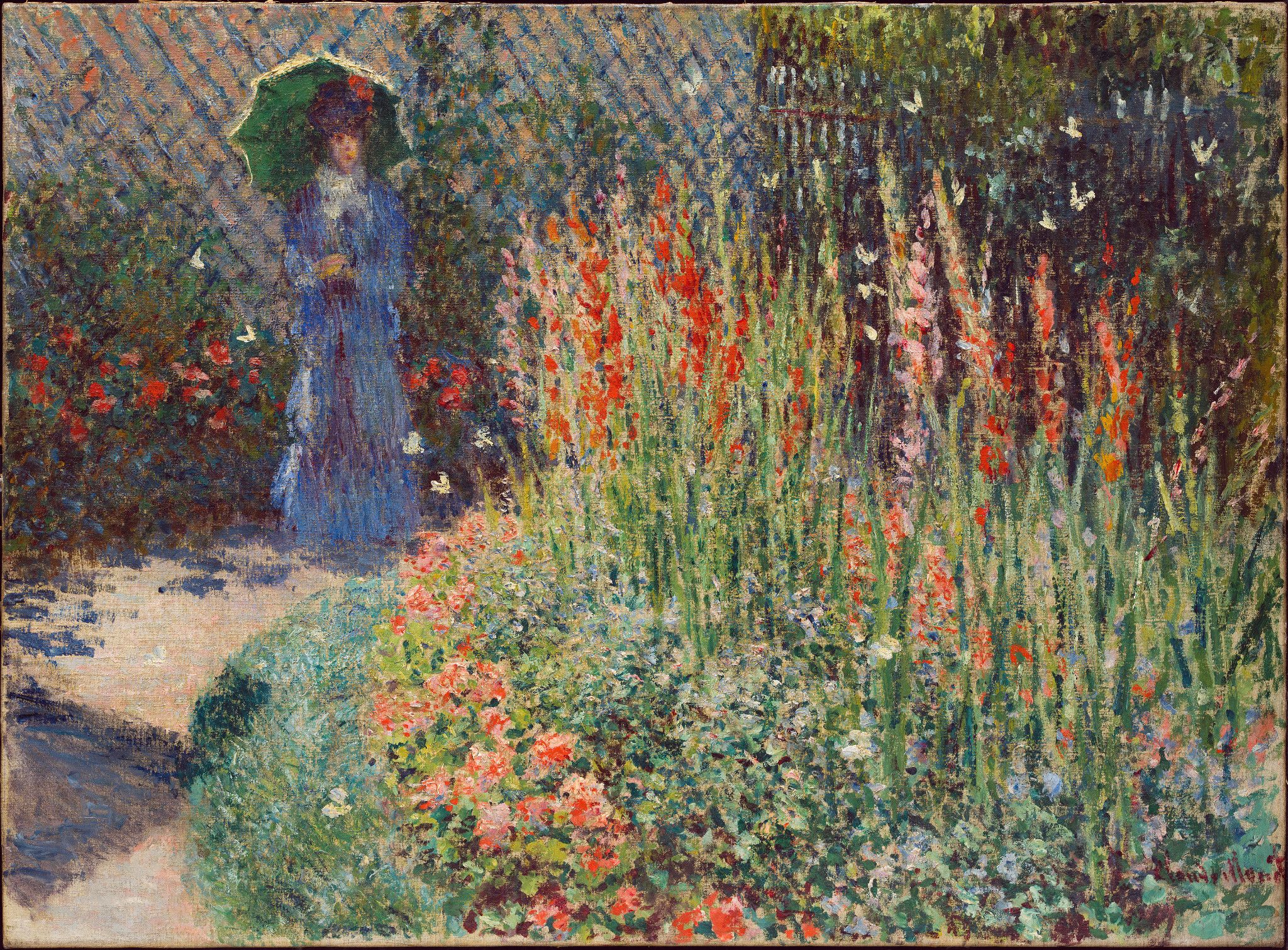 Tranh vẽ thiếu nữ thăm vườn hoa