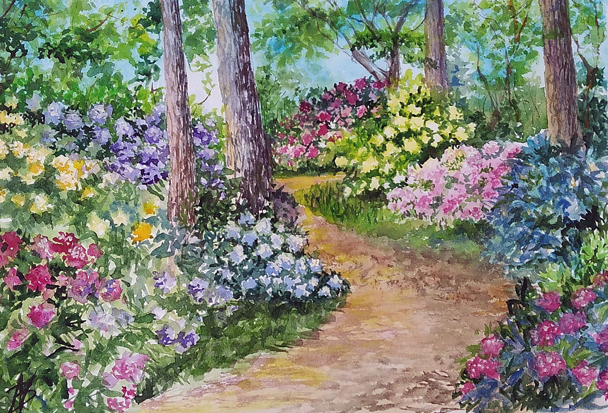 Tranh vẽ vườn hoa cực đẹp