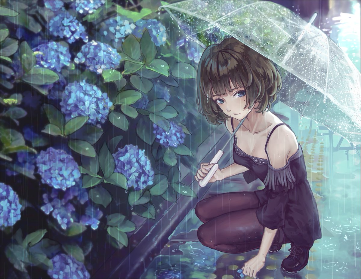 Hình ảnh hoa cẩm tú cầu Anime buồn