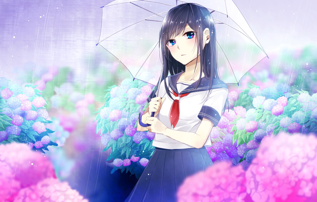 Hình ảnh hoa cẩm tú cầu đáng yêu Anime