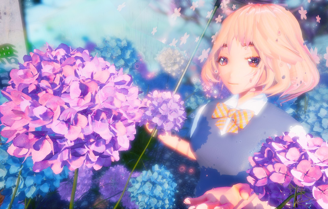 Hình ảnh hoa cẩm tú cầu dễ thương Anime đẹp