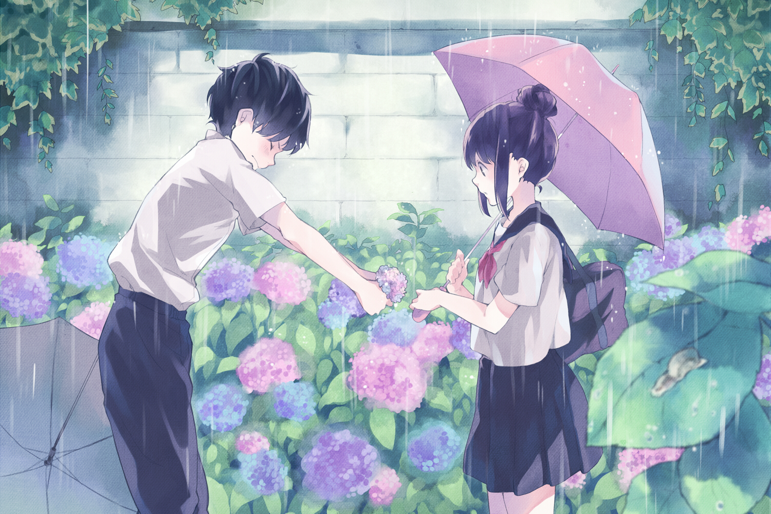 Hình ảnh hoa cẩm tú cầu tình yêu Anime