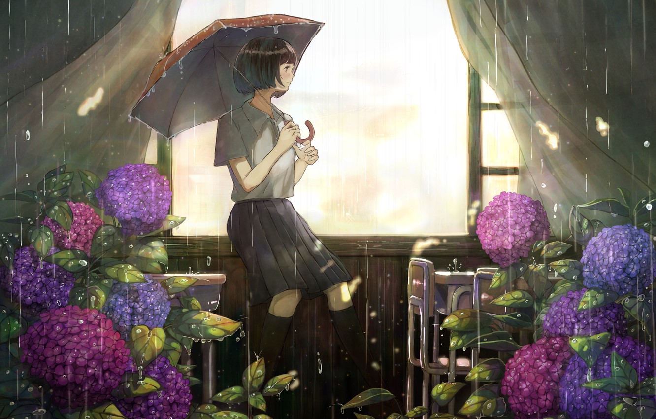 Hình ảnh hoa cẩm tú cầu tuyệt đẹp Anime