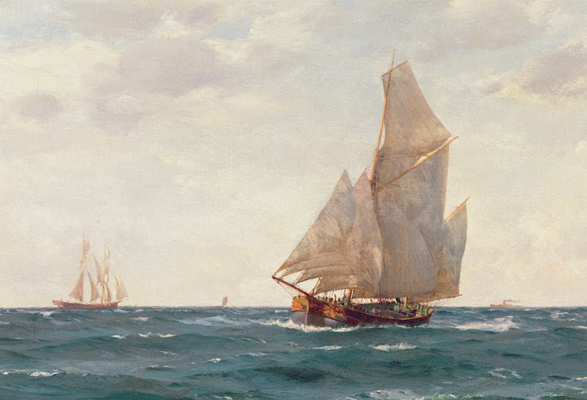 Tranh vẽ thuyền buồm trên biển
