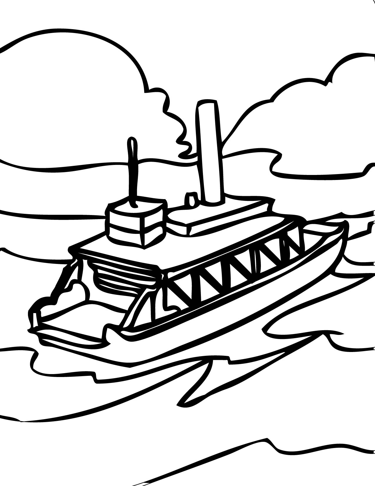 Mẫu tranh tô màu tàu thủy chở khách