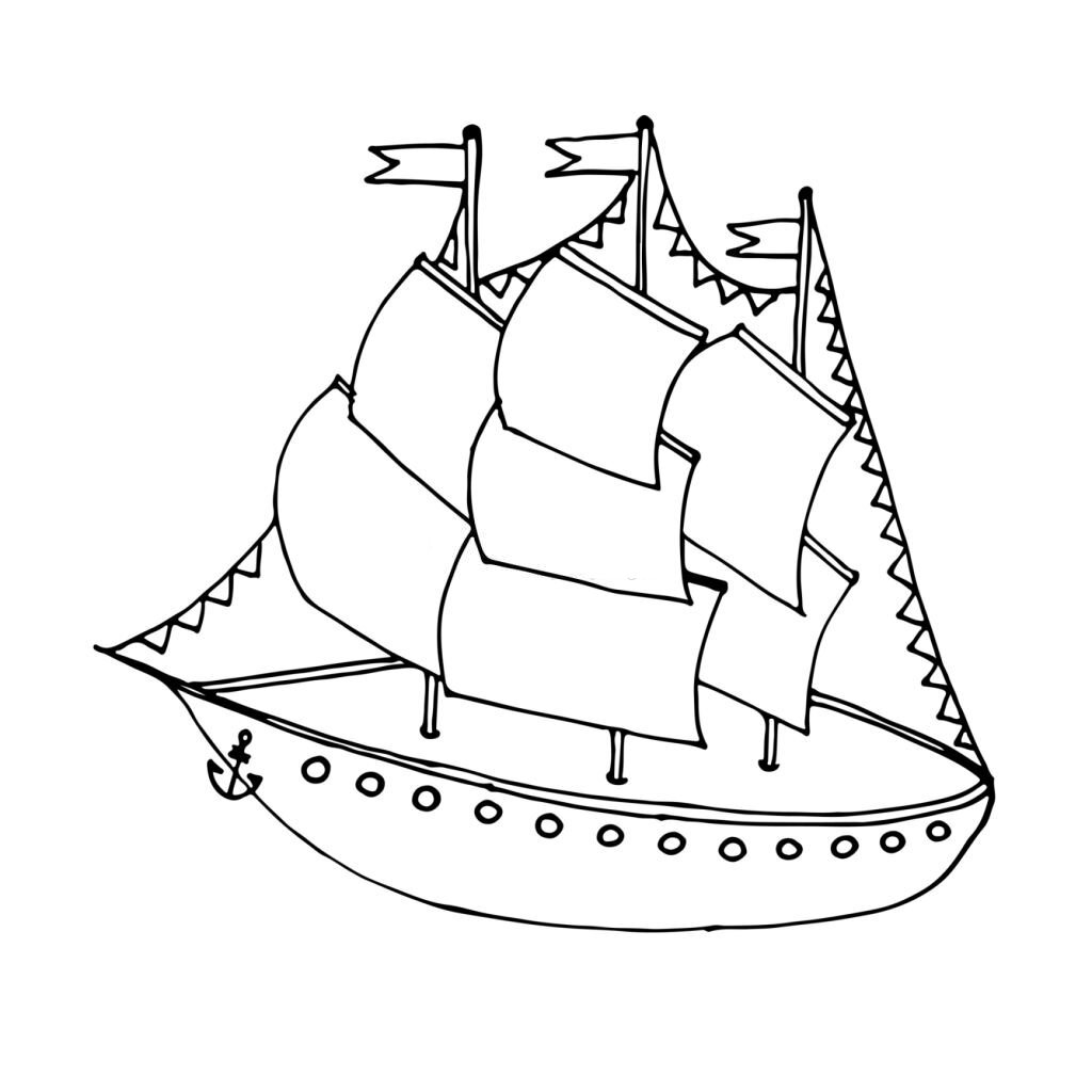 Mẫu tranh tô màu tàu thủy mô hình