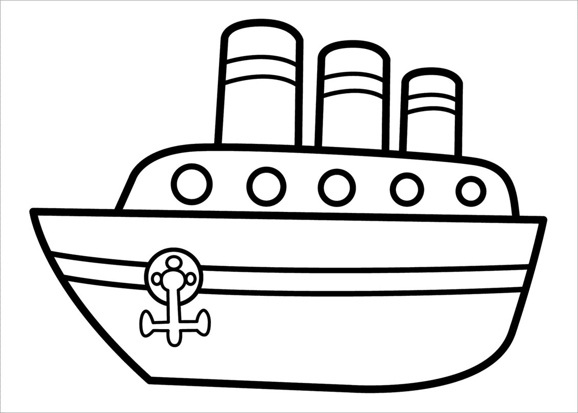 Tranh tô màu tàu thủy có ống khói