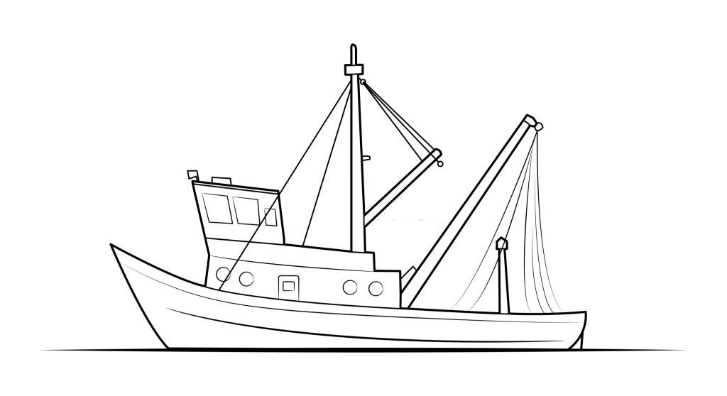 Tranh tô màu tàu thủy đánh cá