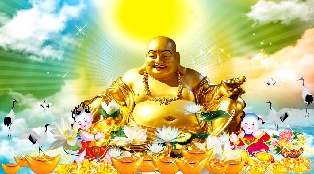 Ảnh Tượng Phật Di Lặc vàng