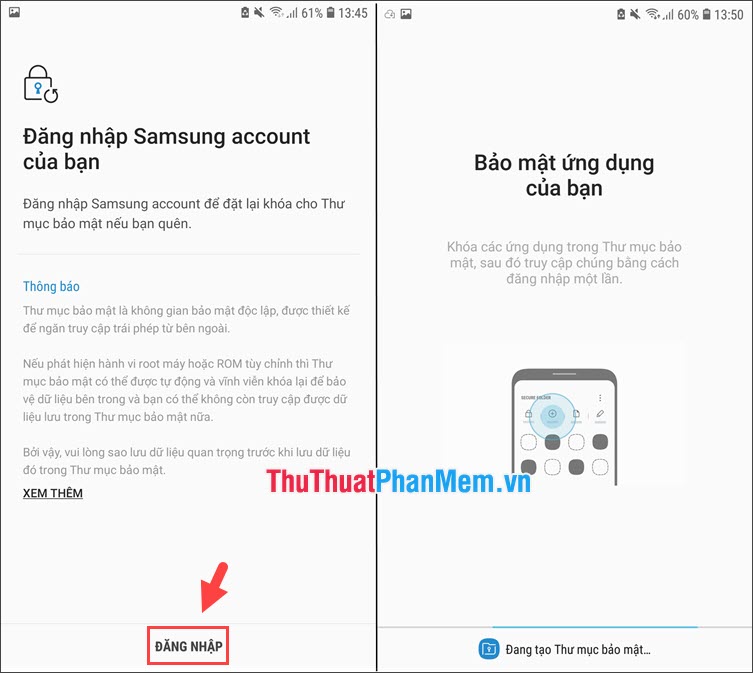 Bạn chạm vào Đăng Nhập nếu chưa đăng nhập tài khoản Samsung Cloud