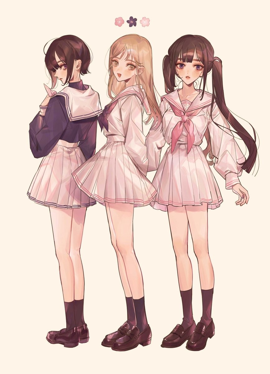 Hình ảnh nhóm hoạt hình nữ Anime