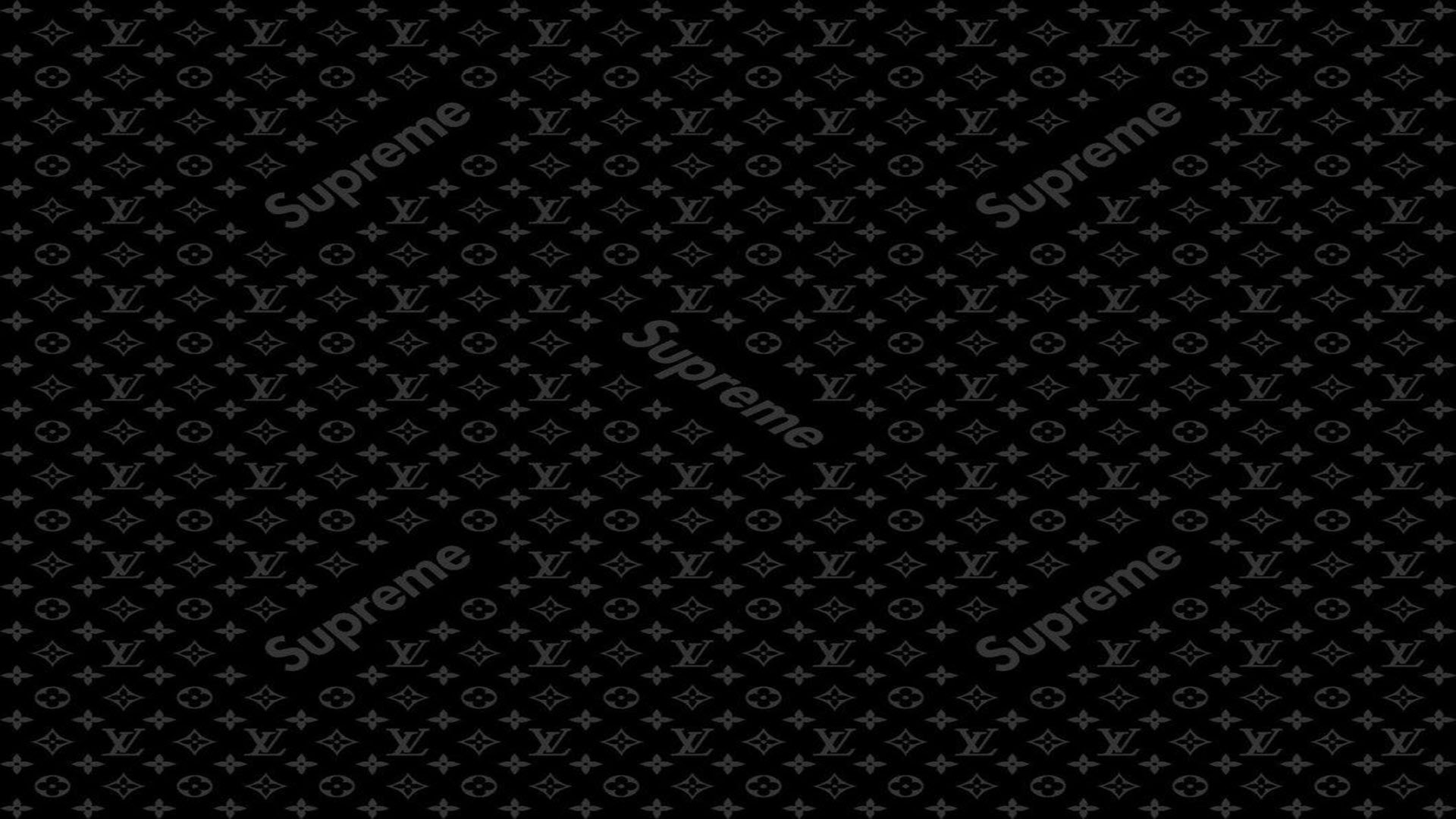 Hình nền Logo Louis Vuitton x Supreme đen