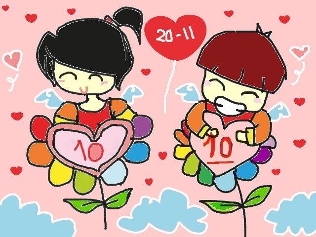 Vẽ tranh anime chibi đề tài 20-11 cute