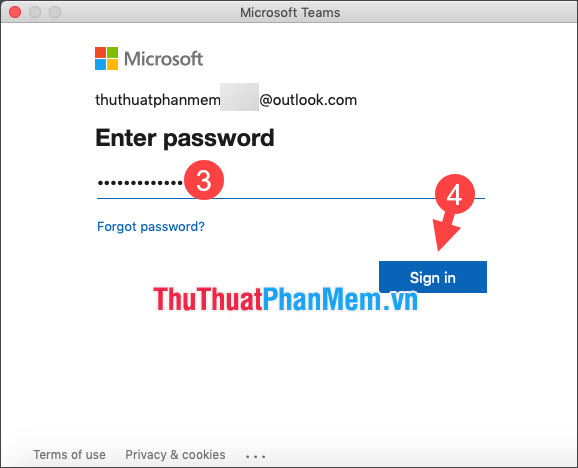 Nhập mật khẩu rồi nhấn Sign in