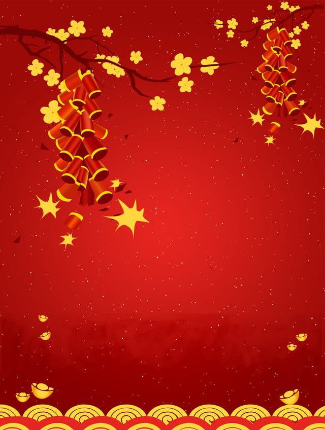 Background đỏ hoa mai vàng