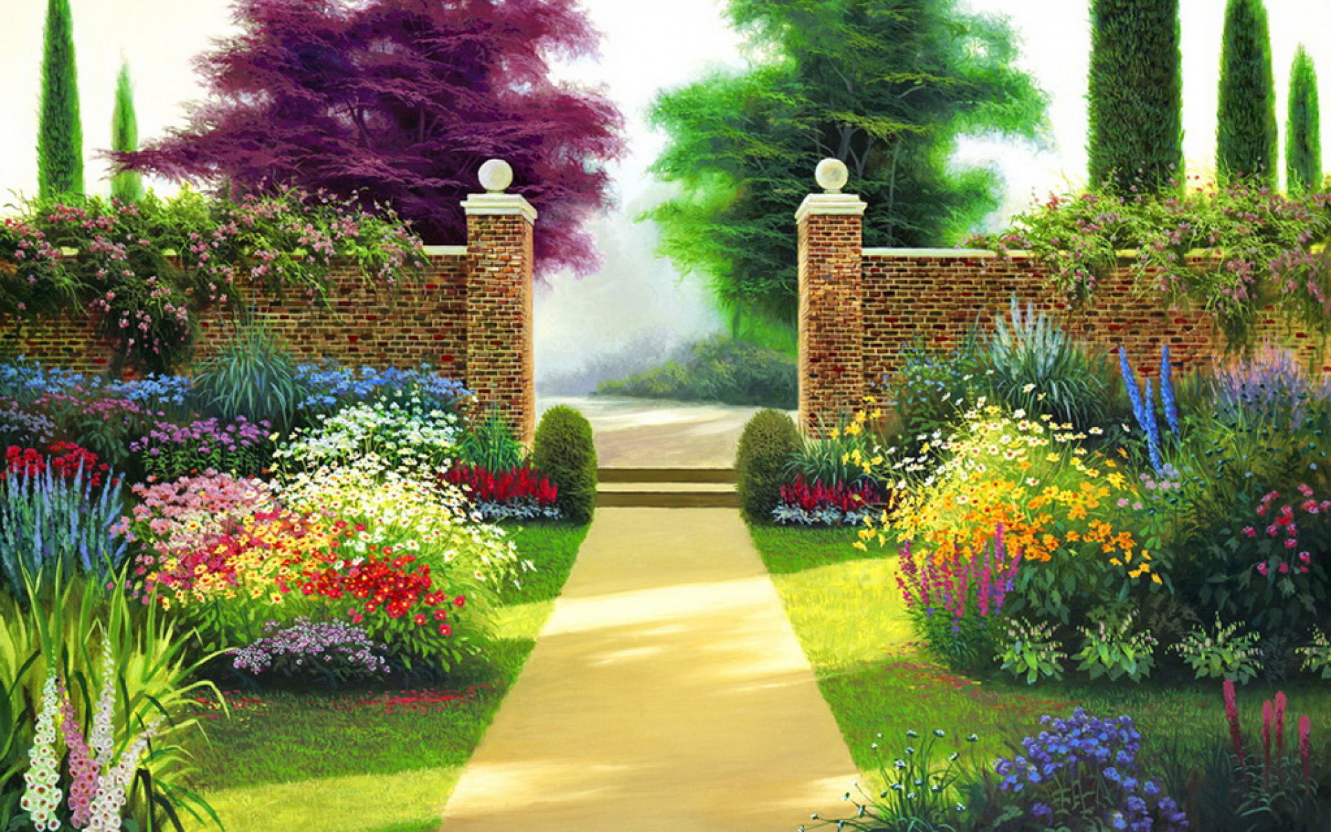 Background sân vườn hoa
