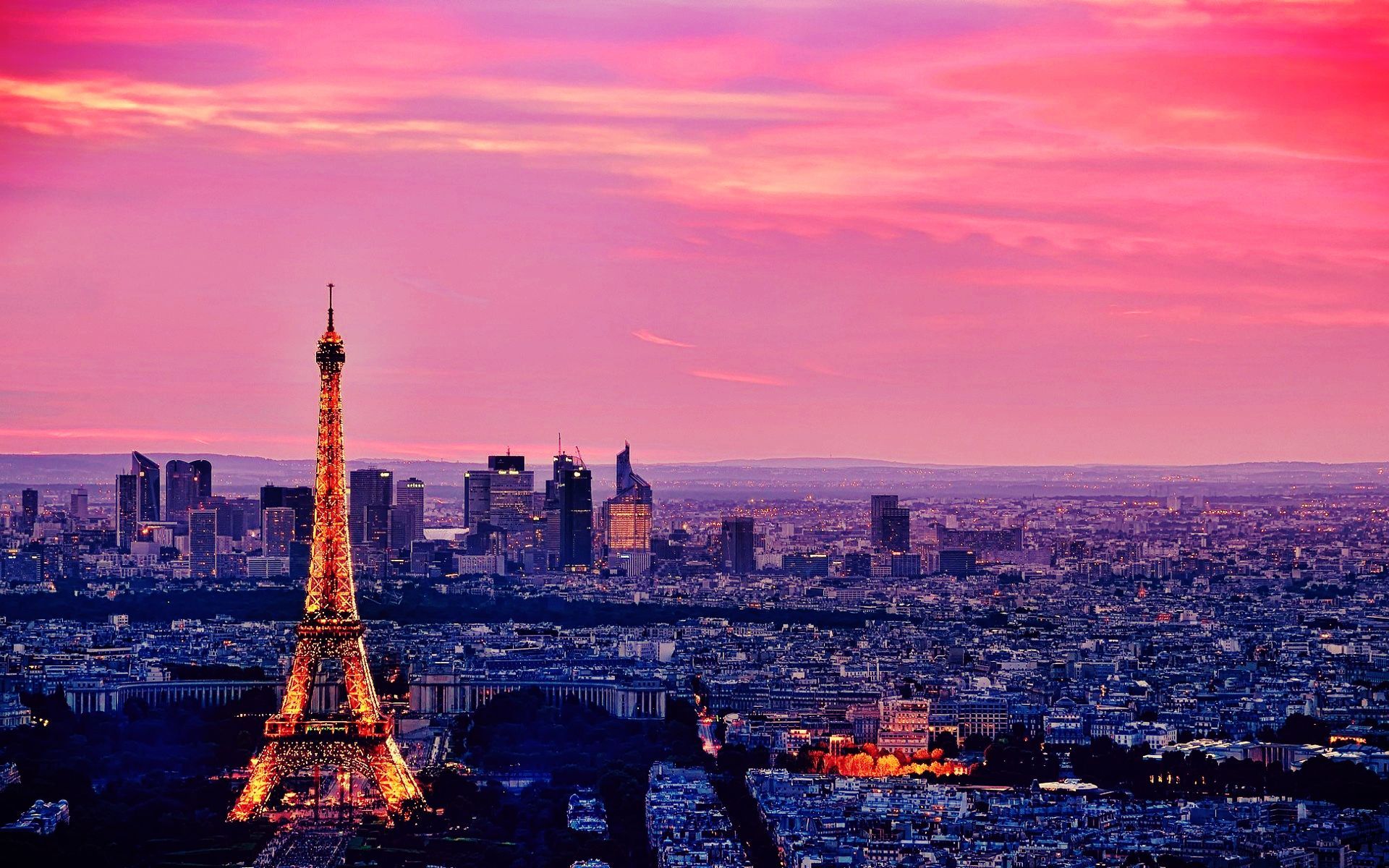 Background tháp Eiffel hoàng hôn