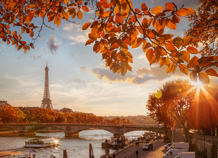 Background tháp Eiffel mùa thu đẹp
