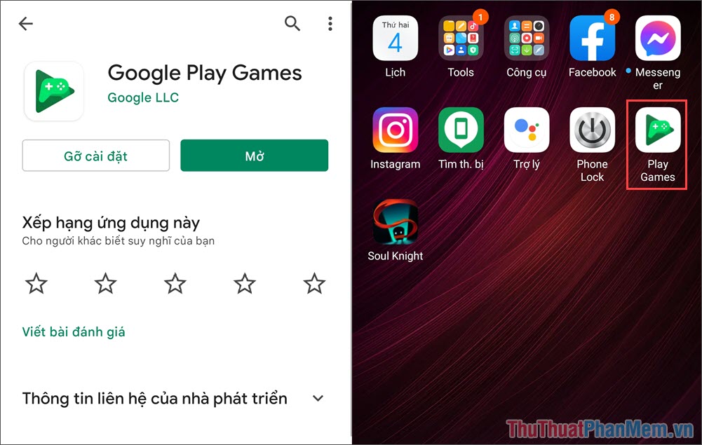 Mở Play Store và tải Google Play Games về điện thoại