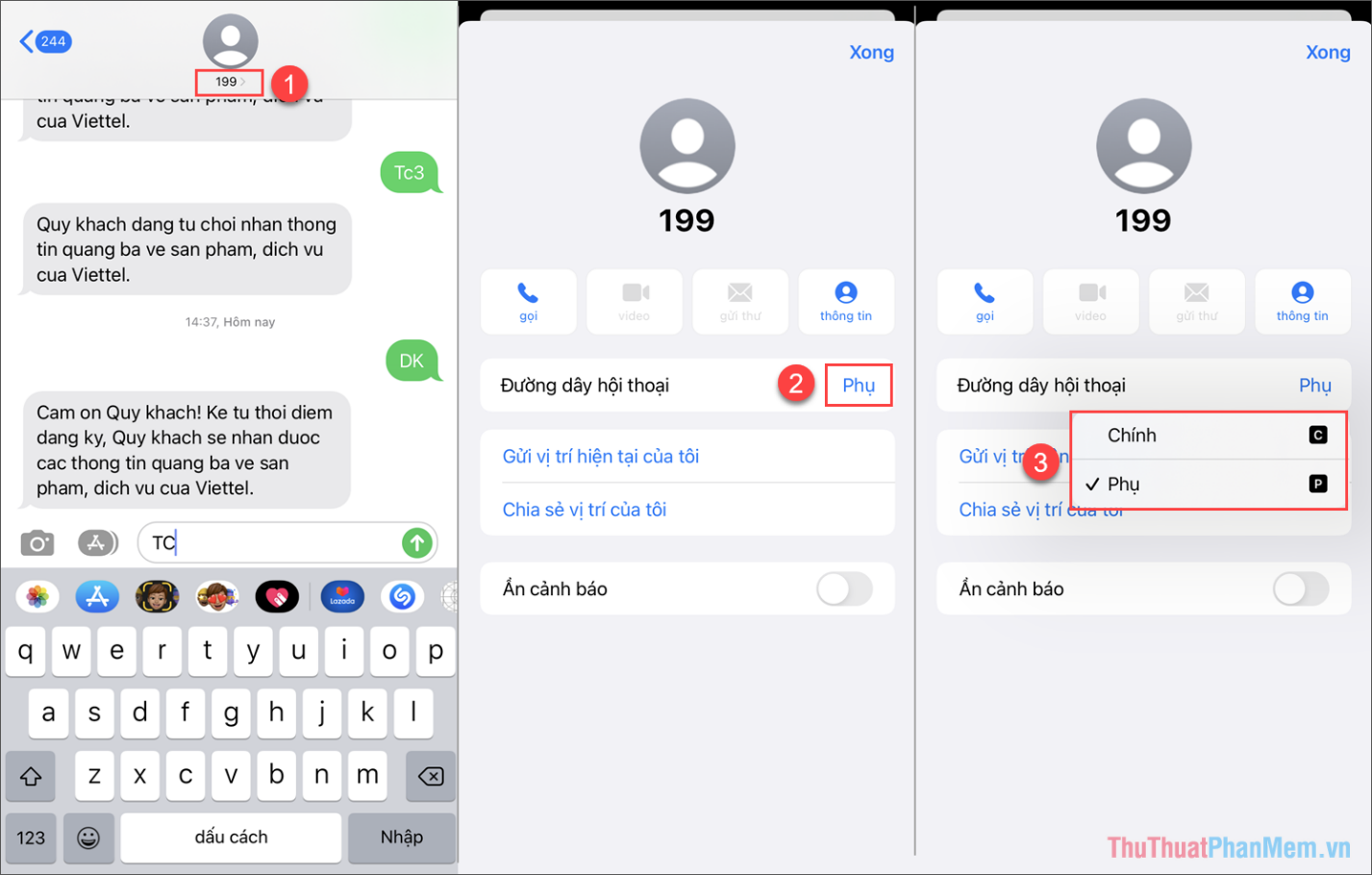 Cách đổi sim nhắn tin SMS trên iPhone khi dùng 2 sim