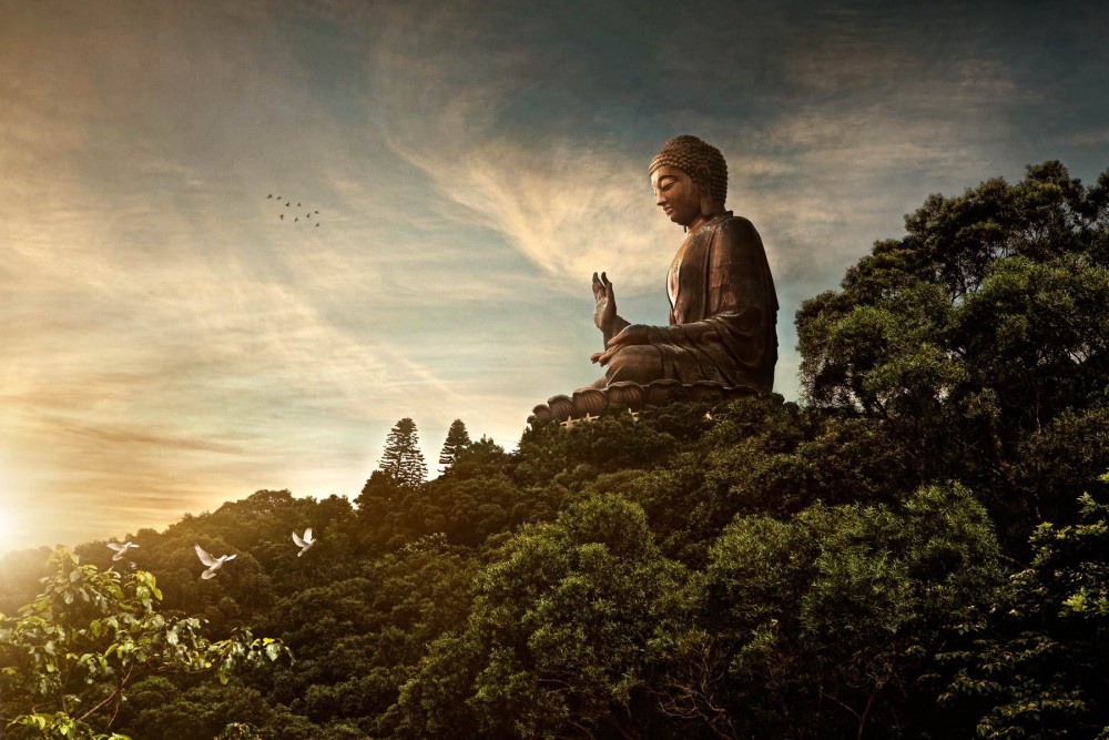 Hình hình họa Phật bên trên núi tâm tĩnh lặng