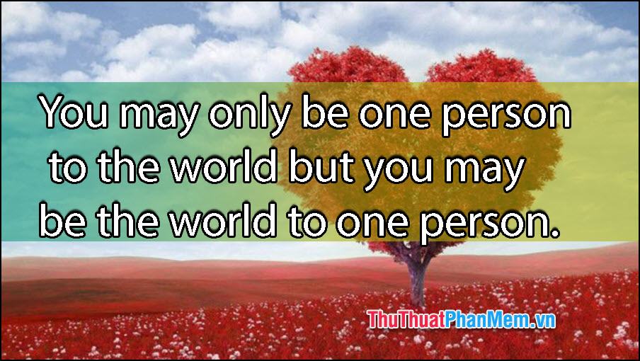 Bạn có thể chỉ là một người trên thế giới rộng lớn này nhưng lại là cả thế giới với một ai đó