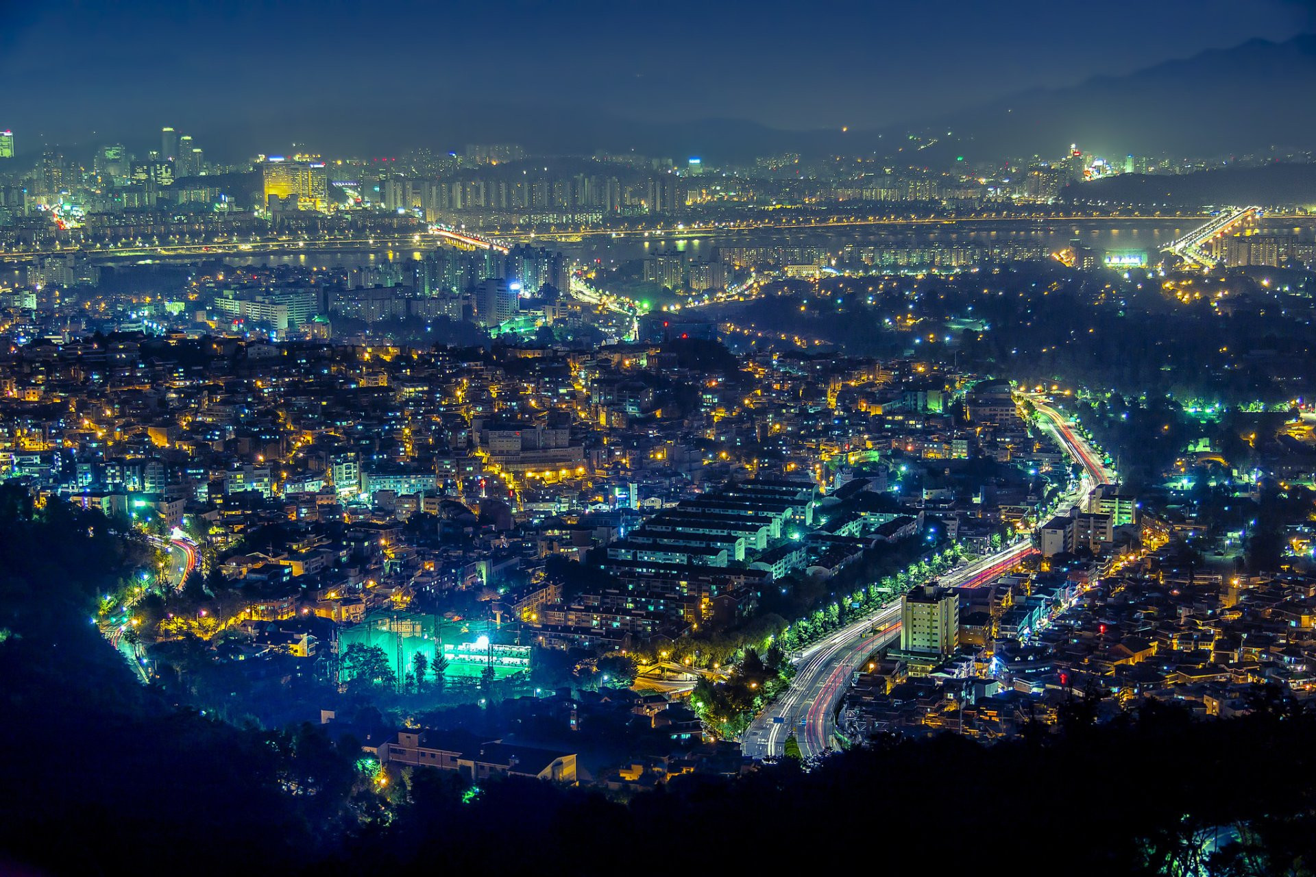 Hình ảnh thành phố ở Hàn Quốc về đêm tuyệt đẹp