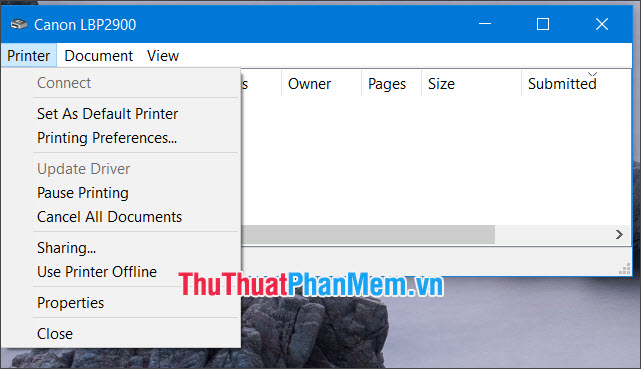Trạng thái Use Printer Offline sẽ biến mất và bạn có thể in được