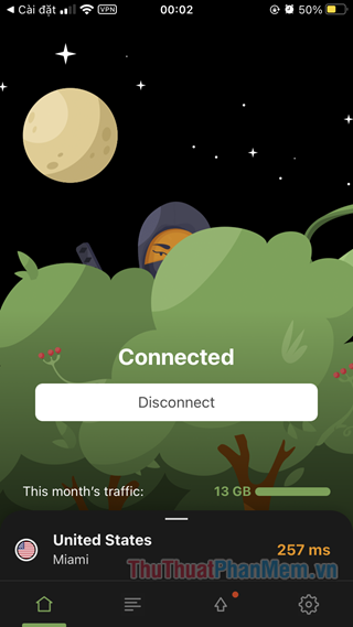 Nếu muốn tắt VPN, bấm Disconnect