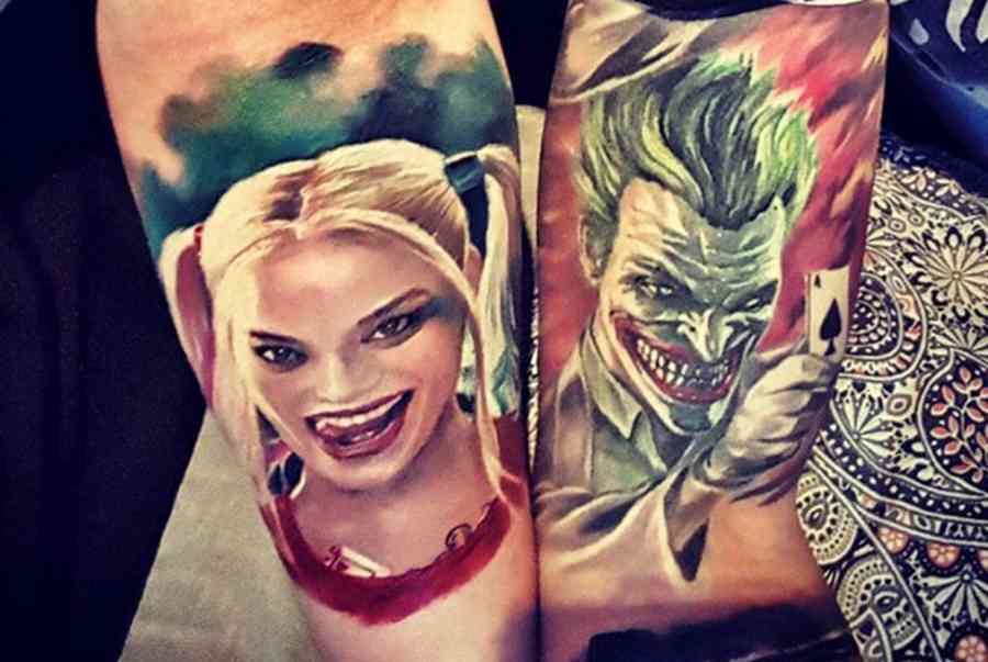 Mẫu hình xăm Joker và Harley nhỏ