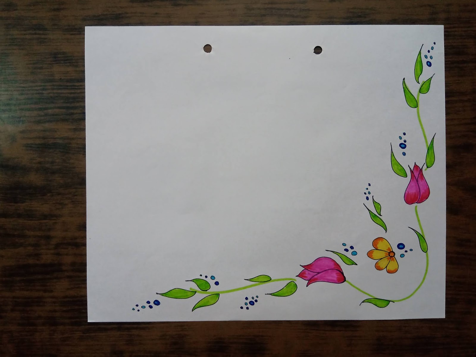 Mẫu trang trí giấy A4 với hoa và lá đẹp