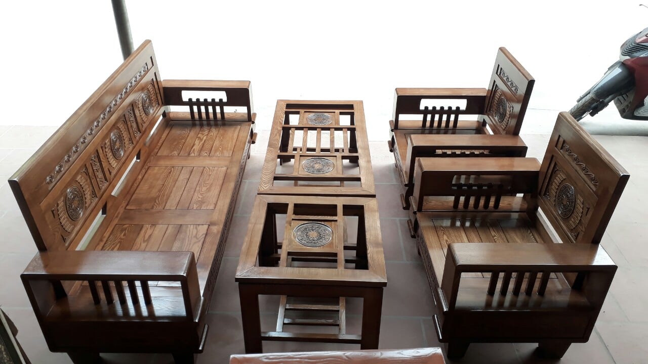 Bộ bàn ghế gỗ phòng khách phong cách hiện đại