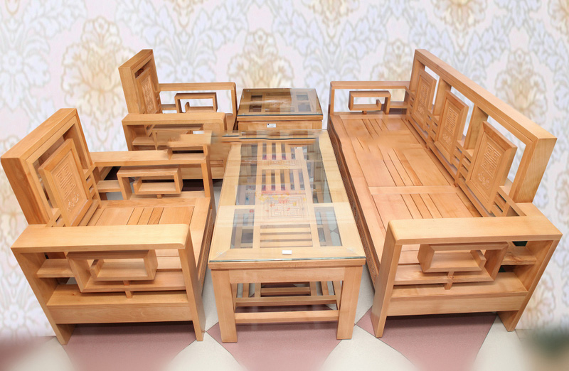 Bộ bàn ghế gỗ thông phòng khách đẹp