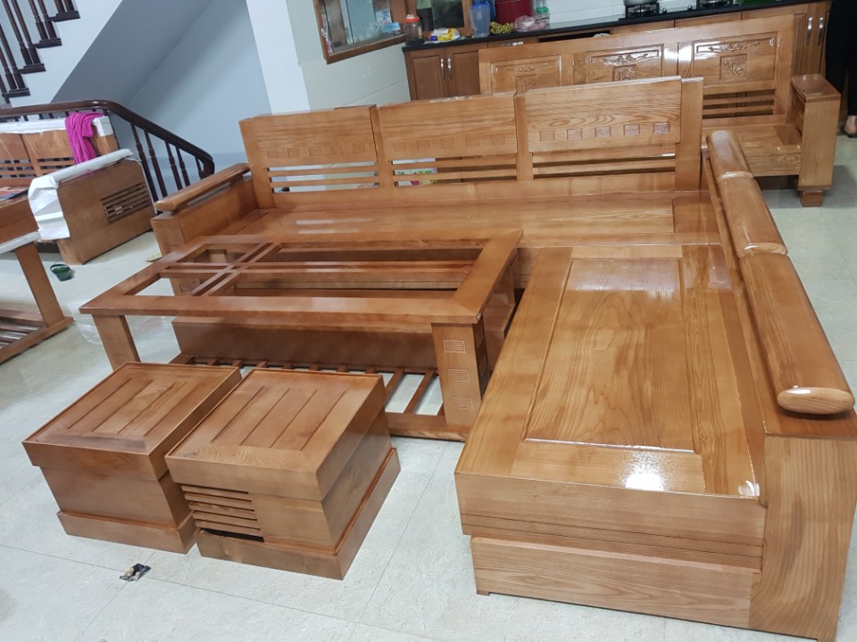 Bộ bàn ghế gỗ xoan đào đơn giản cho phòng khách