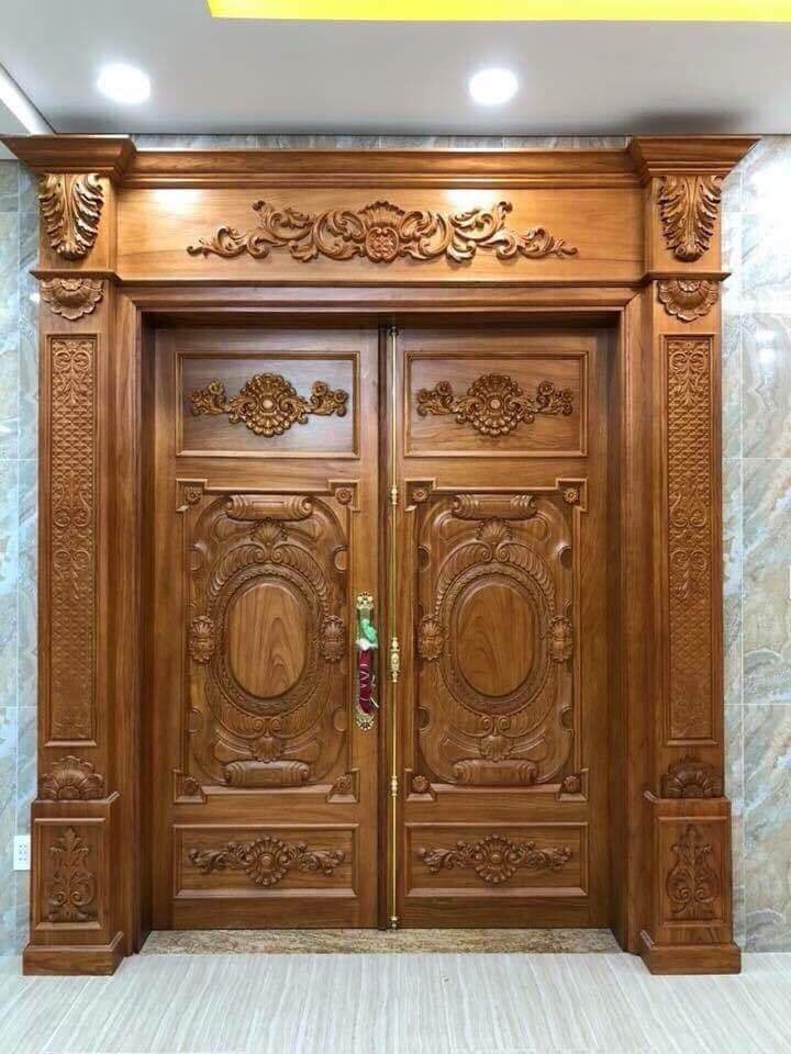 Mẫu cửa gỗ điêu khắc đẹp cho biệt thự