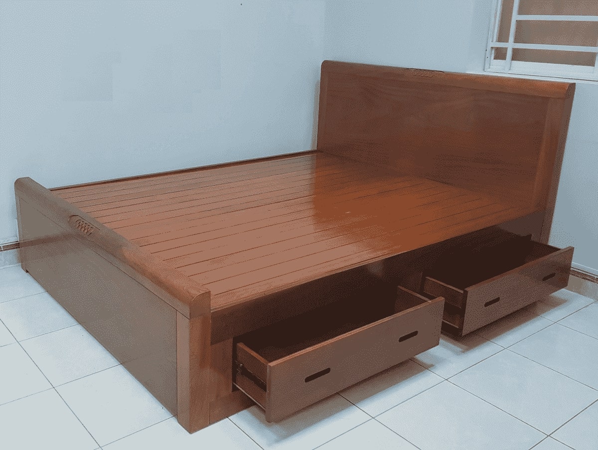Mẫu giường ngủ gỗ có ngăn kéo